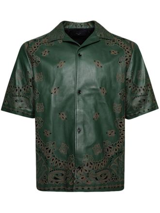 Amiri bandana-pattern leather shirt - men - Leather - 52 - Green