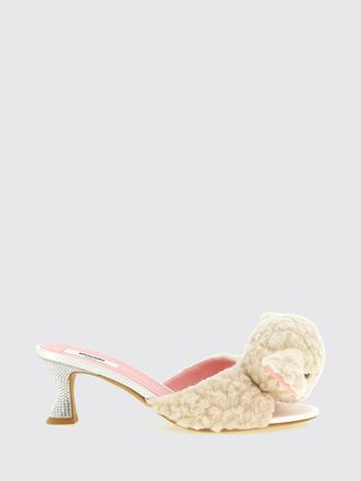 Moschino Teddy Bear Wool Mules with Rhinestones and a Spool Heel