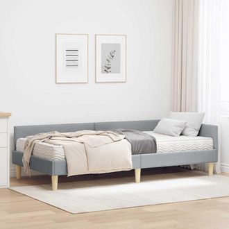 vidaXL Estructura De Cama Esquina Con Colch&oacute;n 2 Uds. Gris Claro Vidaxl