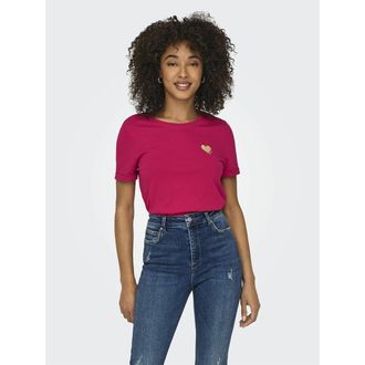 Only T-shirt bedrukt met klein hart vooraan