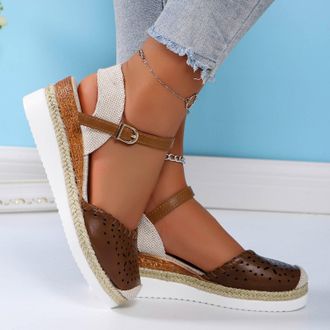 Generic Closed Toe Sandals for Women Uk,With Arch Support Wide Fit Wedges Non-Slip Platform Sandalss,Low Heels Closed Toe Summer Adjustable Ankle Strap Shoes,