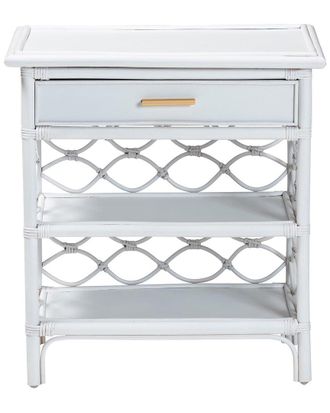 Baxton Studio Akane Rattan Nightstand With Drawer & Open Shelves