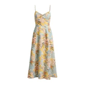 Ralph Lauren Midi Dresses, female, Multicolor, Size: 2XS Woven Fit & Flare Classic Linen Dress
