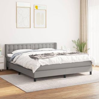 vidaXL Vidaxl - Cama Box Spring Con Colch&oacute;n Tela Gris Claro 180x200 Cm