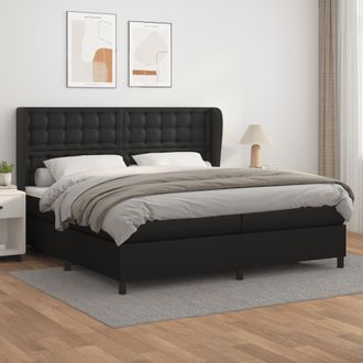 vidaXL Vidaxl - Cama Box Spring Con Colch&oacute;n Cuero Sint&eacute;tico Negro 200x200 Cm