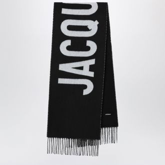 Jacquemus Black wool scarf with logo
