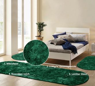 Bruno Banani Hochflor-Bettumrandung »Dana Teppich, Kundenliebling« Höhe 30 mm 3 tlg. unifarben, Mikrofaser, pflegeleicht, Bettvorleger, Schlafzimmer