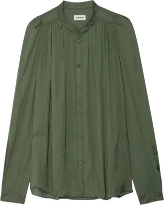 Zadig&Voltaire Camicia Tchin in raso - - Blouses & Shirts - Donna - Verde - L