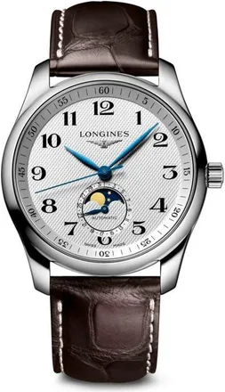 Longines MASTER AUTOMATIC LEATHER STRAP in White/brown at Nordstrom