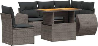 vidaXL Vidaxl - Set De Muebles De Jard&iacute;n 6 Pzas Y Cojines Rat&aacute;n Sint&eacute;tico Gris