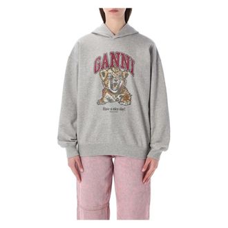 Ganni Hoodies, female, Gray, Size: XS Tiger Hoodie