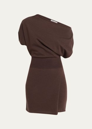 SIMKHAI Shania Asymmetric Wool Mini Dress