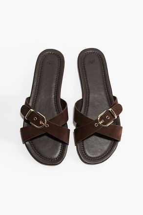 H&M Sandalen mit gekreuzten Riemen - Dunkelbraun