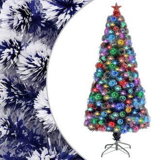 vidaXL &Aacute;rbol De Navidad Con Luces Fibra &Oacute;ptica Blanco Y Azul 150 Cm Vidaxl