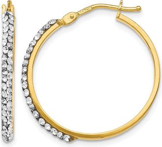 Diamond2Deal 14K Yellow Gold Crystals Round Hoop Earrings