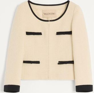 Valentino Giacca In Plain Wool Tweed Donna MANDORLA/NERO 36