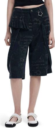 Desigual x Collina Strada Batik Pattern Denim Bermuda Shorts in Dark Gray at Nordstrom, Size X-Large