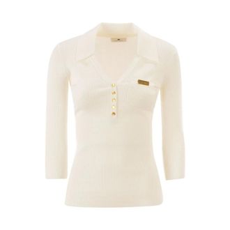 Elisabetta Franchi Dames, Truien, Beige, Maat: S Zijde