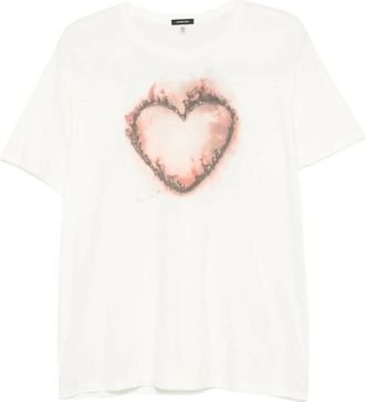 R13 Tops, Heren, Wit, L, T-shirt met hartprint