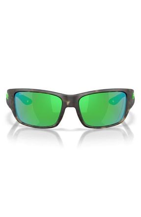 Costa Schoolie 56mm Polarized Rectangular Sunglasses in Matte Wetlands /Green 580P at Nordstrom