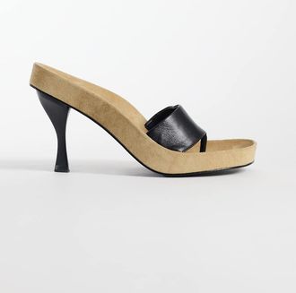 Mango In collaborazione con Hailey Bieber - Sandali infradito in 100% pelle beige con tacco-Neutro