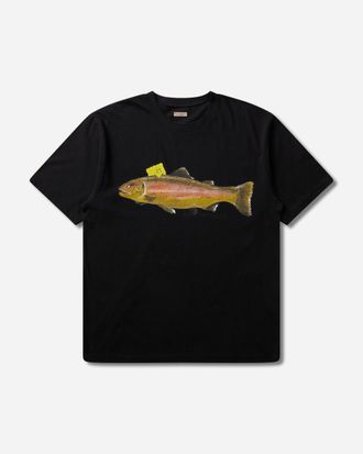 KAPITAL Men s 20/-Jersey Crew T-Shirt (One Trout Peckish Rainbowy) Black