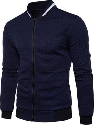 Generic Mens Full Zip Sweatshirts No Hood Cardigans for Men UK Full Zip Jumper Casual Long Sleeve Lightweight Plaid Jacket Coat Bomber Jacket for Men UK Mens 