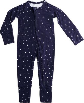 Kindred Bravely Zip Up Baby Pajamas in Navy Stars at Nordstrom, Size Newborn