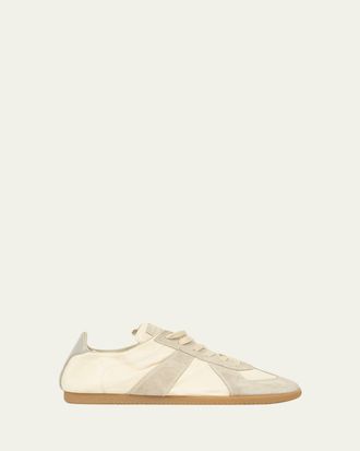 Maison Margiela Mens Replica Napa Leather and Suede Low-Top Sneakers