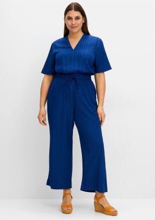 Sheego Overall SHEEGO, Damen, Gr. 40, Normalgr&ouml;ssen, blau (blaubeere), 97% Polyester, 3% Elasthan, unifarben, lang, Overalls Overall