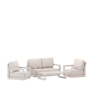 Kerama Conjunto de jard&iacute;n 4 plazas de aluminio beige