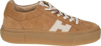 Hogan Tan H705 Minimalistic Calf Leather Sneakers