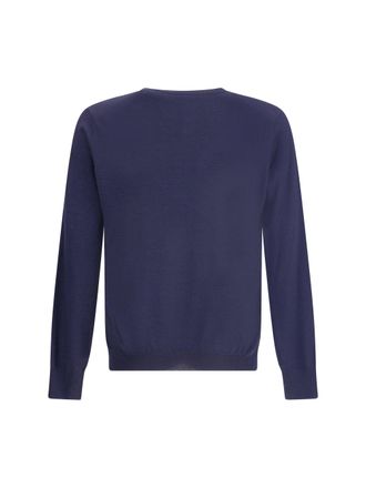 Brunello Cucinelli Mens Ultrafine Virgin Wool Sweater Navy+grigio Scuro