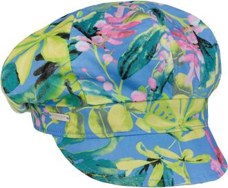 Seeberger Colour Flowers Newsboy Cap Peaked caps Cotton (One Size - Blue)