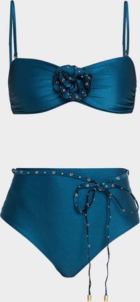 Zimmermann Indra Studded Flower Two-Piece Swimsuit