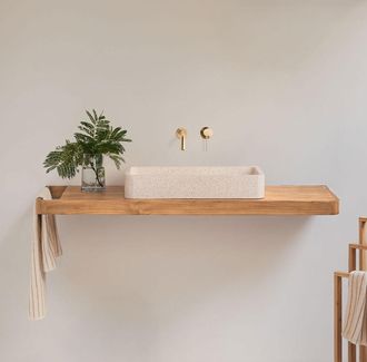 Sklum Conjunto De Mueble De Ba&ntilde;o 130x45 Cm Suspendido En Madera De Teca Neill Sklum
