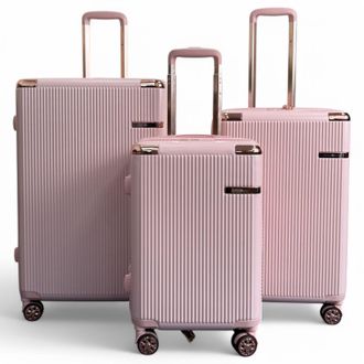 Infinity Leather Unisex Expandable Rose Gold Hard Shell 8 Wheels Luggage Travel Cabin Suitcase - Size Large