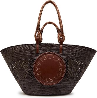 Stella McCartney Stella Mccartney Logo Large Raffia Tote bag - Black - One Size