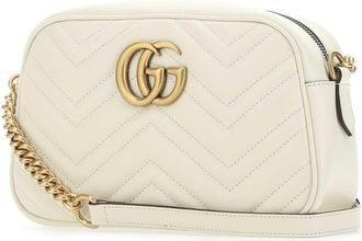 Gucci Womens Marmont Crossbody Bag White Leather