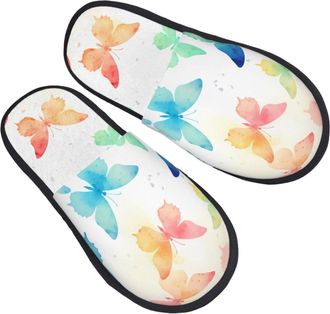 Generic Lightweight Fluffy Slipper Watercolor Butterfly Bird House Shoes Fluffy Womens Slippers for Guest Indoor Bedroom L