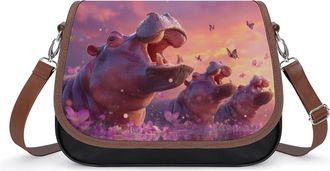 Generic Funny Hippo Butterfly Fashion Womens Crossbody Bags Novelty Handbag Shoulder Bag Purse