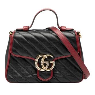 Gucci Pre-owned Handbags, female, Black, Size: ONE SIZE Pre-owned Quilted Leather Satchel