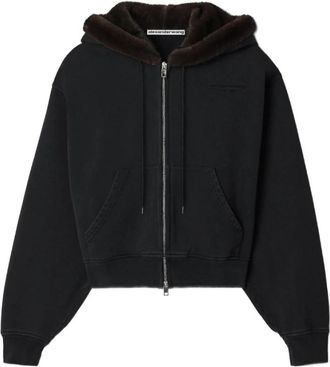 Alexander Wang Zip-through Sweatshirt - Dames - Vesten met rits - Zwart - XS - Hoodies & sweatvesten