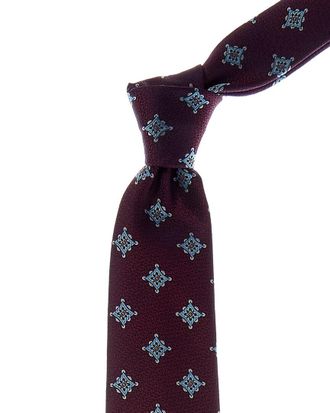 Canali Burgundy Medallion Silk Tie