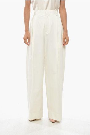 Bottega Veneta Pantaloni in Cotone a 2 Pince con Chiusura a Scomparsa taglia 38