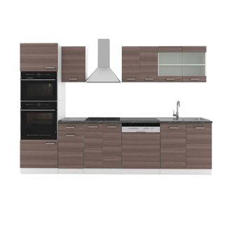 Vicco Mueble De Cocina R-line, Precioso Gris/blanco, 300 Cm Con Armario Alto, Et Antracita