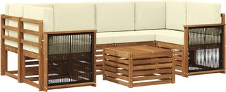 vidaXL Conjunto De Sof&aacute;s De Exterior 7 Uds. Natural Y Crema Vidaxl