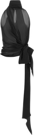 Balmain Open-back Silk Chiffon Top - Dames - Tops zonder mouwen - Zwart - S - Chiffon - Tops