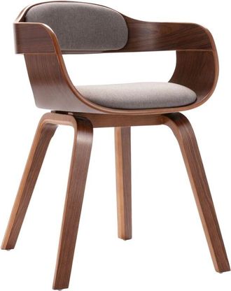 vidaXL Silla de comedor de madera curvada y tela gris taupé vidaXL