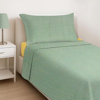 KASANOVA Completo letto singolo verde giallo cotone Lucky